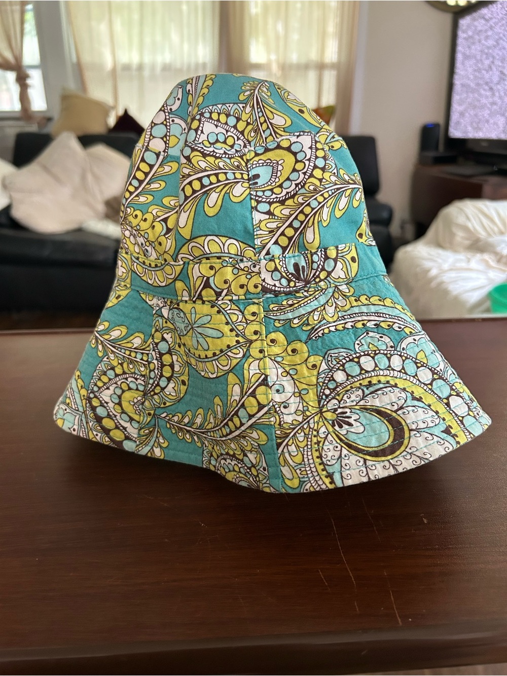 Vintage Vera Bradley reversible 
Peacock Turquoise Paisley Cotton Bucket Hat.
